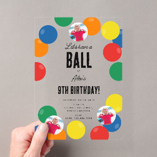 Invitations En Acrylique Faisons la Fête Thème de fête d'anniversaire pour