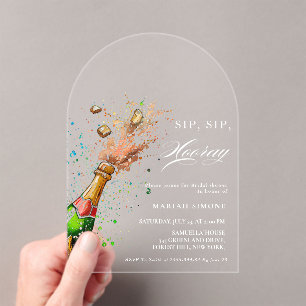 Invitations En Acrylique Faisons sauter le bouchon de champagne rose pour l
