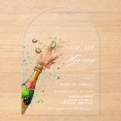 Invitations En Acrylique Faisons sauter le Champagne Rose Bouteille Cadeau  (Recto)