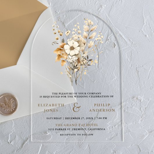 Invitations En Acrylique Fall Autumn Boho Wildflower Wedding