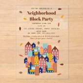 Invitations En Acrylique Fall Autumn Neighborhood Block Party (Recto)