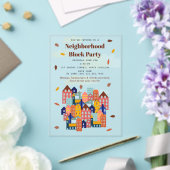 Invitations En Acrylique Fall Autumn Neighborhood Block Party (Insitu (Mariage))
