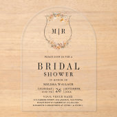 Invitations En Acrylique Fall Autumn Wildflower Crest Bridal Shower (Recto)