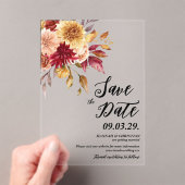 Invitations En Acrylique Fall Floral Save the date (In situ (ordinateur de poche))