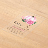 Invitations En Acrylique Fall Love Blush rose Citrouille Fête des mariées r (Poser)