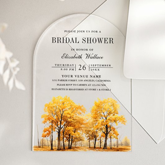 Invitations En Acrylique Fall Oak Trees Bridal Shower