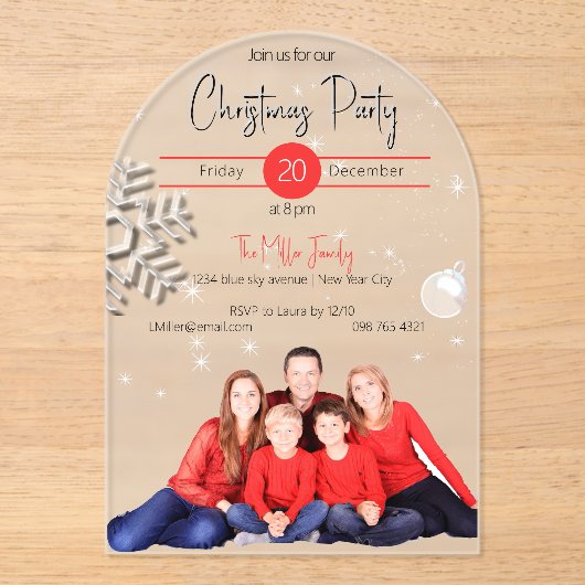 Invitations En Acrylique Famille Noël (Recto)