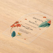 Invitations En Acrylique Fancy Tropical Flowers Wedding  (Poser)