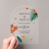 Invitations En Acrylique Fancy Tropical Flowers Wedding  (In situ (ordinateur de poche))