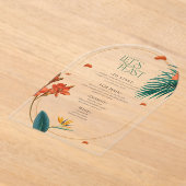 Invitations En Acrylique Fancy Tropical Flowers Wedding Menu (Poser)