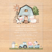 Invitations En Acrylique Farm Animals, Cute Animals, Barn, First Birthday (Recto)