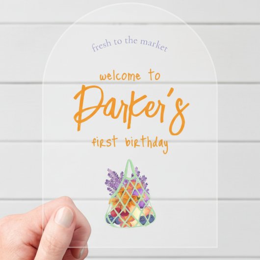 Invitations En Acrylique Farmers frais Marché bébé premier anniversaire