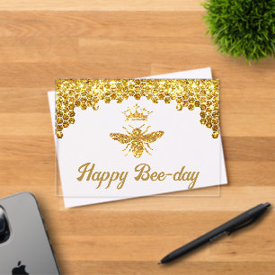 Invitations En Acrylique Fausse Reine Abeille Pailletée Joyeux Anniversaire