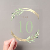 Invitations En Acrylique faux feuillage et feuillage Table Numéro 10 (In situ (ordinateur de poche))