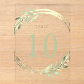 Invitations En Acrylique faux feuillage et feuillage Table Numéro 10 (Recto)