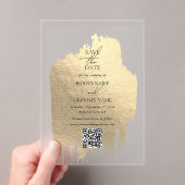 Invitations En Acrylique Faux Gold Foil Clair Mariage Enregistrer les dates (In situ (ordinateur de poche))