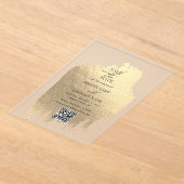 Invitations En Acrylique Faux Gold Foil Clair Mariage Enregistrer les dates (Poser)