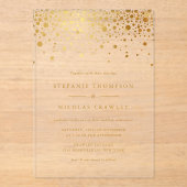 Invitations En Acrylique Faux Gold Foil Confetti Mariage (Recto)