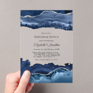 Invitations En Acrylique Faux Paillettes Nuit et Rehearsal Dinner Agate Arg