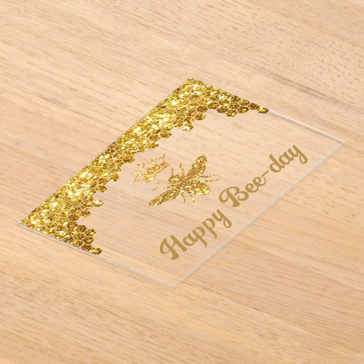 Invitations En Acrylique Faux parties scintillant Queen Bee Joyeux annivers (Poser)