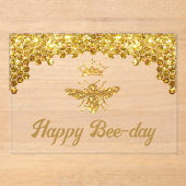 Invitations En Acrylique Faux parties scintillant Queen Bee Joyeux annivers (Recto)