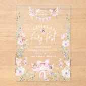 Invitations En Acrylique Fée capricieuse Premier anniversaire Forêt enchant (Recto)
