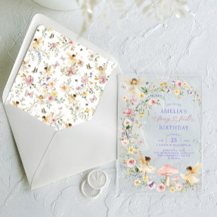 Invitations En Acrylique Fée de la fleur sauvage printanière 1er anniversai