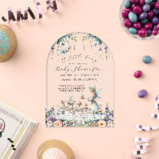 Invitations En Acrylique Fée Jardin Floral Thé Party Fille Baby Shower