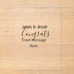 Invitations En Acrylique Félicitations ajoutez un message de mariage pour l