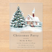 Invitations En Acrylique Festif Tree & House Corporate Christmas Party (Recto)