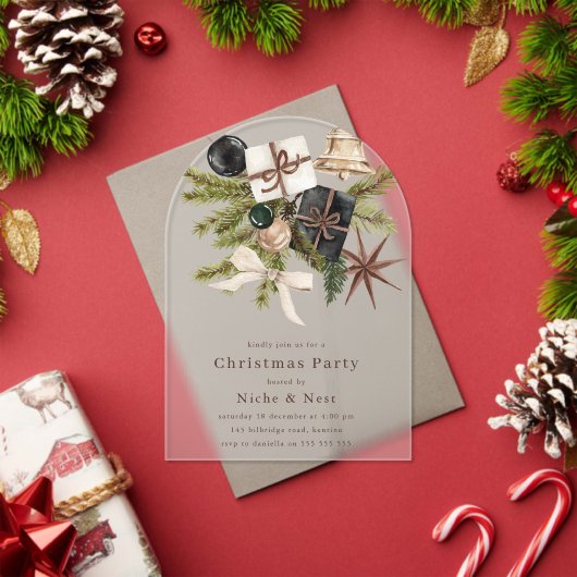 Invitations En Acrylique Festive Boho Office Corporate Christmas Party (Insitu (vacances))