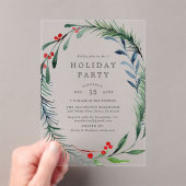 Invitations En Acrylique Festive et Holly Berries Wreath Holiday (In situ (ordinateur de poche))