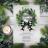 Invitations En Acrylique Festive Holiday Wreath BW Bow Christmas Party