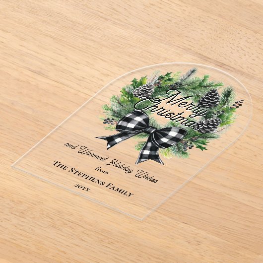 Invitations En Acrylique Festive Holiday Wreath Merry Christmas Non-Photo (Poser)