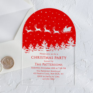 Invitations En Acrylique Festive moderne Noël Party Père Noël Rouge