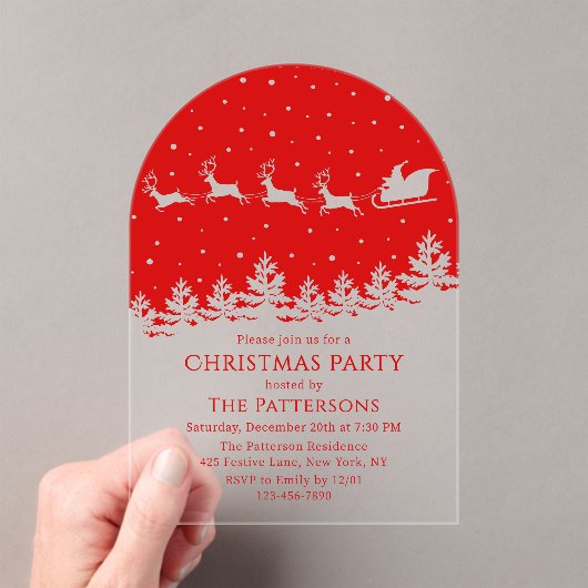 Invitations En Acrylique Festive moderne Noël Party Père Noël Rouge (In situ (ordinateur de poche))