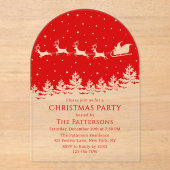 Invitations En Acrylique Festive moderne Noël Party Père Noël Rouge (Recto)