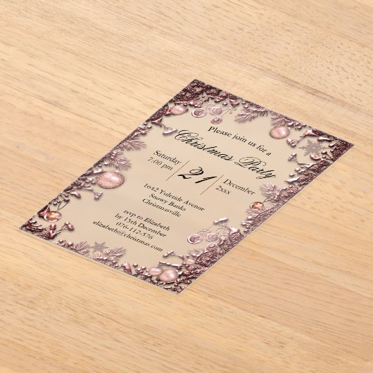 Invitations En Acrylique Festive Pink Celebration Baubles Christmas Party (Poser)