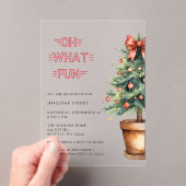 Invitations En Acrylique Festive Red Bow Christmas Tree Party (In situ (ordinateur de poche))