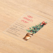 Invitations En Acrylique Festive Red Bow Christmas Tree Party (Poser)