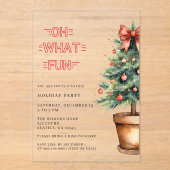 Invitations En Acrylique Festive Red Bow Christmas Tree Party (Recto)