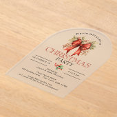 INVITATIONS EN ACRYLIQUE FESTIVE RED VACANCES BOW CHRISTMAS PARTY (Poser)