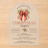 INVITATIONS EN ACRYLIQUE FESTIVE RED VACANCES BOW CHRISTMAS PARTY (Recto)