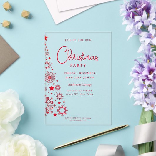 Invitations En Acrylique Festive Rouge blanc Noël (Insitu (Mariage))