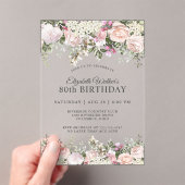 Invitations En Acrylique Fête 80e anniversaire des Roses roses rose féminin (In situ (ordinateur de poche))