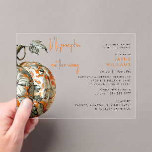 Invitations En Acrylique Fête bébé Li'l Pumpkin