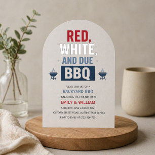 Invitations En Acrylique Fête bébé moderne Red White and Due BBQ Shower