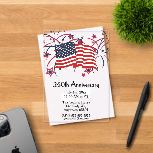 Invitations En Acrylique Fête commémorative du 250e anniversaire du 4 juill