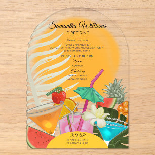 Invitations En Acrylique Fête d'adieu de retraite Cocktail de plage tropica