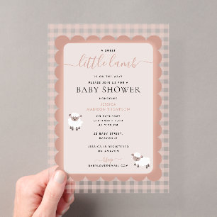 Invitations En Acrylique Fête d'animaux de la ferme d'agneaux Baby Shower r